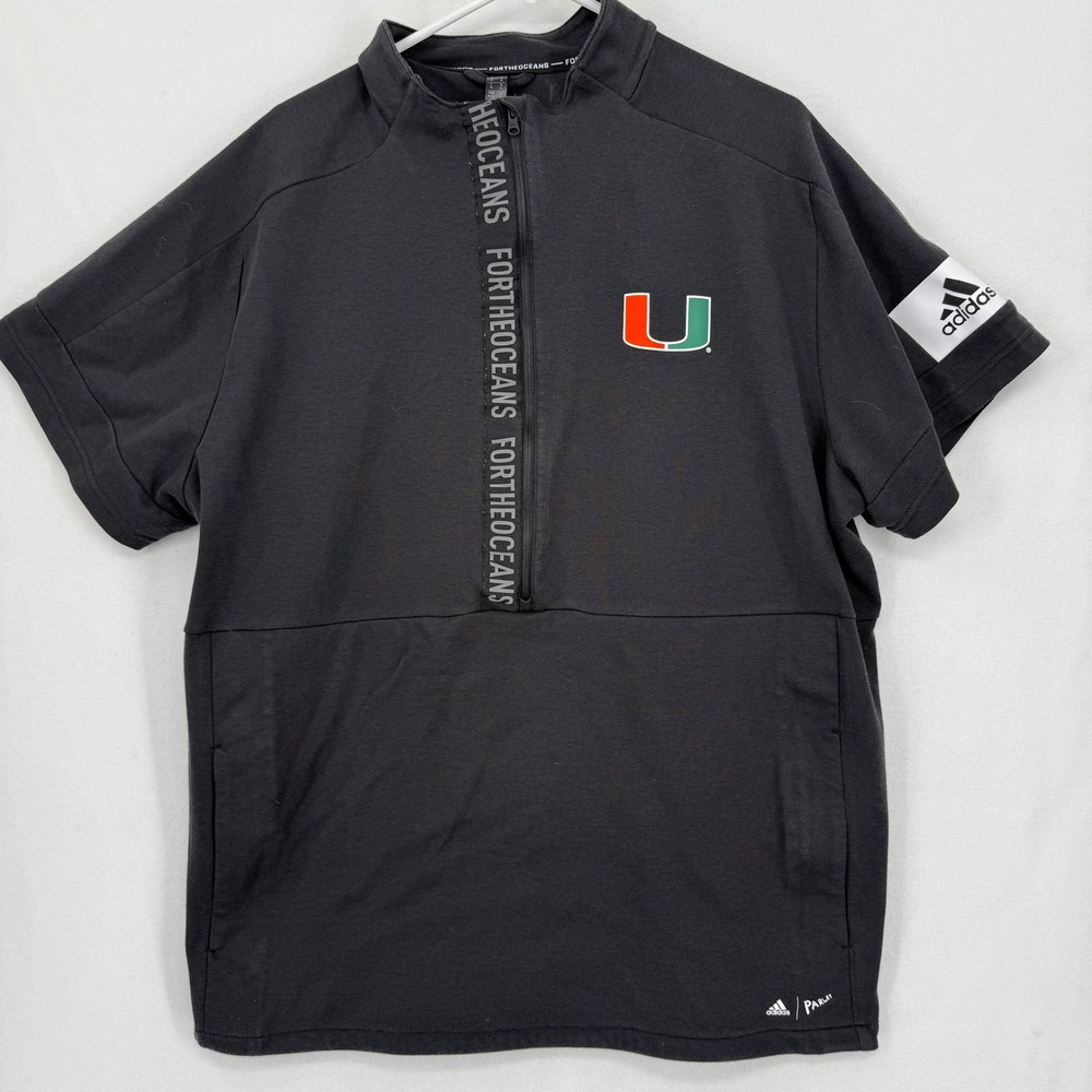 Adidas Miami Hurricanes Parley For The Oceans 1/2‎ Zip Shirt Black Mens XL
